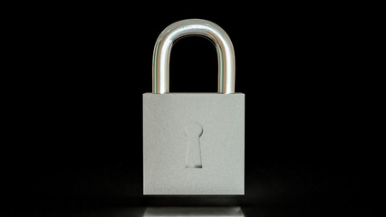 The Silver lock for protection or security concept 3d Rendering.