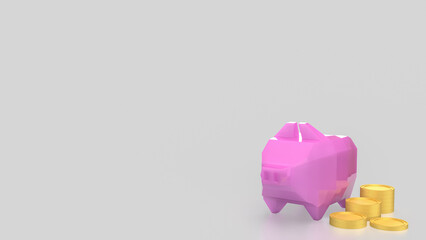 The Piggy Bank and coins for Saving or earn concept 3d Rendering..