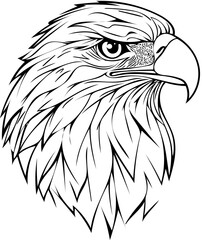 Obraz premium Geometric eagle head illustration in abstract line art vector style, sharp shapes on transparent background 