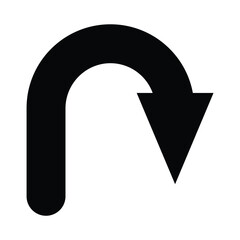 u tern icon. flat style u tern icon on white background vector illustration.