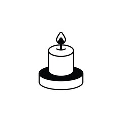 Night Candle icon design with white background stock illustration