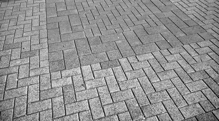 Geometric Stone Block Paving in Black and White.