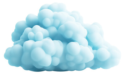 Soft fluffy blue cloud rests in the sky isolated on transparent background.