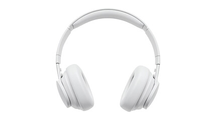 White Wireless Headphones Isolated on White Background, Front View
