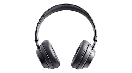 Black Wireless Headphones Isolated on White Background, Front View


