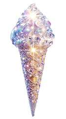 The Luxurious Crystal Gemstone Ice Cream Cone of Sparkling Fantasy Dessert. Ideal for use in digital art, posters, branding, and unique decorative compositions.