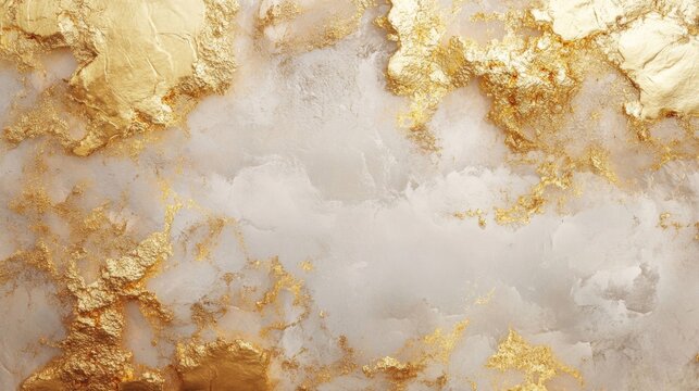 Gray and Beige Marble Texture with Gold Leaf Accents
