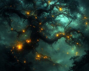 Obraz premium Magical Forest Tree Lights.