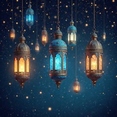 Obraz premium Ramadan Kareem Lanterns in a Dreamy and Elegant Theme