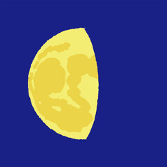 アナログ手描き風の月