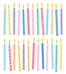 Colorful Birthday Candles With Various Patterns