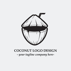 coconut illustration for logo company black and white vector image