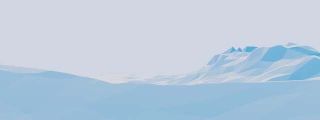 Low poly snow mountain. Snowy hill