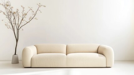Fototapeta premium Beige Sofa in Minimalist Interior Design