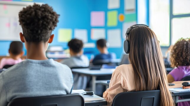 A virtual classroom with students attending via video call. - Powered by Adobe