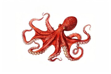 Vibrant red octopus illustration