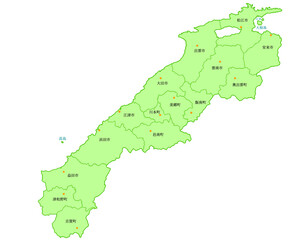 Fototapeta premium 島根県 地図 黄緑 斑点 イラスト