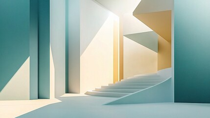 Abstract Geometric Architecture with Soft Lighting and Perspective