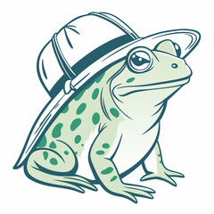 A frog wear of a hat