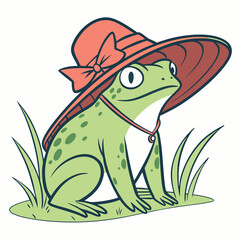 A frog wear of a hat
