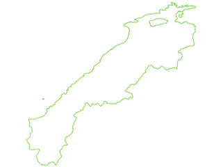 島根県　地図　白　イラスト