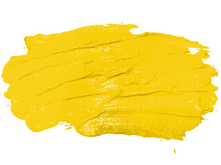 close up of yellow watercolor or cream splash isolated on white background
