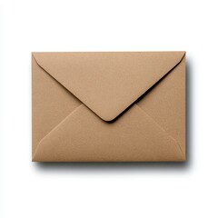 Weathered Brown Paper Envelope with Sealed Triangular Flap on Clean White Background for Various Creative Uses and Projects