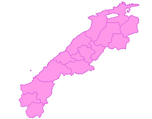 島根県　地図　ピンク　イラスト