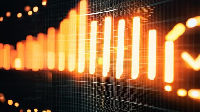 Glowing Orange Digital Soundwave Display on Dark Background