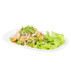 Delicious salad close-up bright kitchen food photography with fresh ingredients
