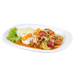 Delicious thai salad with egg restaurant food photography indoor close-up culinary delight