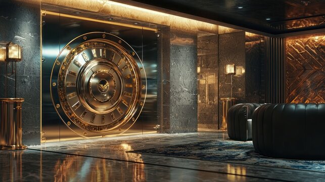 A luxury private vault room with personal security services on standby.