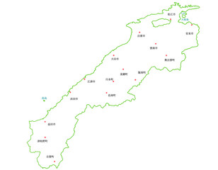 島根県　地図　白　斑点　イラスト