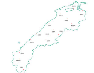島根県　地図　白　斑点　イラスト