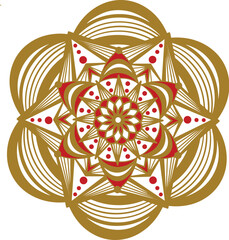 advanced red and golden complex mandala pattern