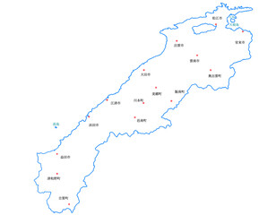 島根県　地図　白　斑点　イラスト