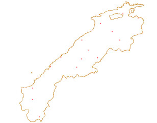 島根県　地図　白　斑点　イラスト