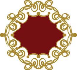 gold artistic vintage frame with red background