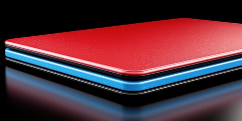 Sleek and Modern Tecack Layout Template with Vibrant Red Top Layer Over Contrasting Light Blue Base for Designers