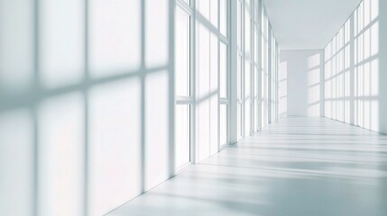 Fototapeta premium Bright Minimalist Office Interior with White Walls and Natural Light