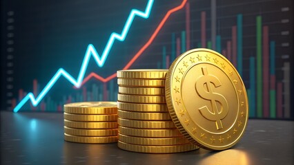 This image features a visually striking representation of financial growth and investment success. 