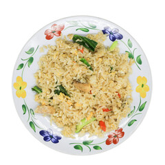 Cozy culinary art close-up of delicious fried rice in home kitchen