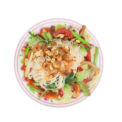 Delicious thai salad restaurant food photography indoor top-down view culinary delight