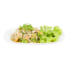Fresh shrimp salad restaurant kitchen food photography bright setting top view culinary delight