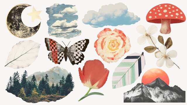 nature collage design element set