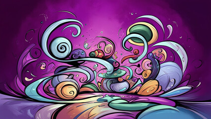 purple background modern gradient mascot motif