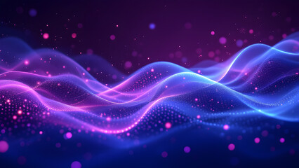 Futuristic Abstract Neon Waves in Purple and Blue &ndash; Dynamic 3D Digital Background for Technology, Innovation, and Cyber Concepts