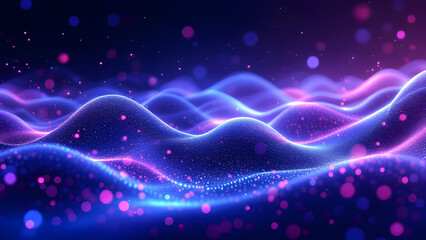 Fototapeta premium Futuristic Abstract Neon Waves in Purple and Blue – Dynamic 3D Digital Background for Technology, Innovation, and Cyber Concepts