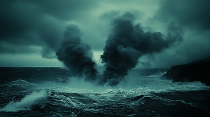 The eruption of a geyser in Iceland showcases a majestic water column, geothermal landscapes, and the powerful forces of Earth, symbolizing nature’s raw energy and the planet's dynamic activity