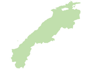 島根県　地図　黄緑　イラスト
